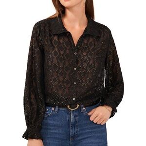 Vince Camuto Black transparent shirt with gold detailing